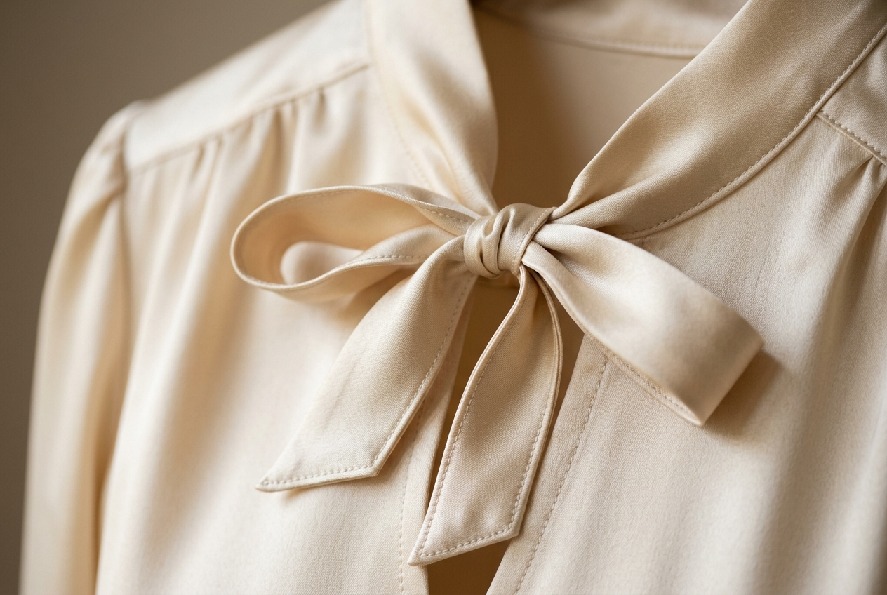 Brigette Cocoa Satin Tie Blouse