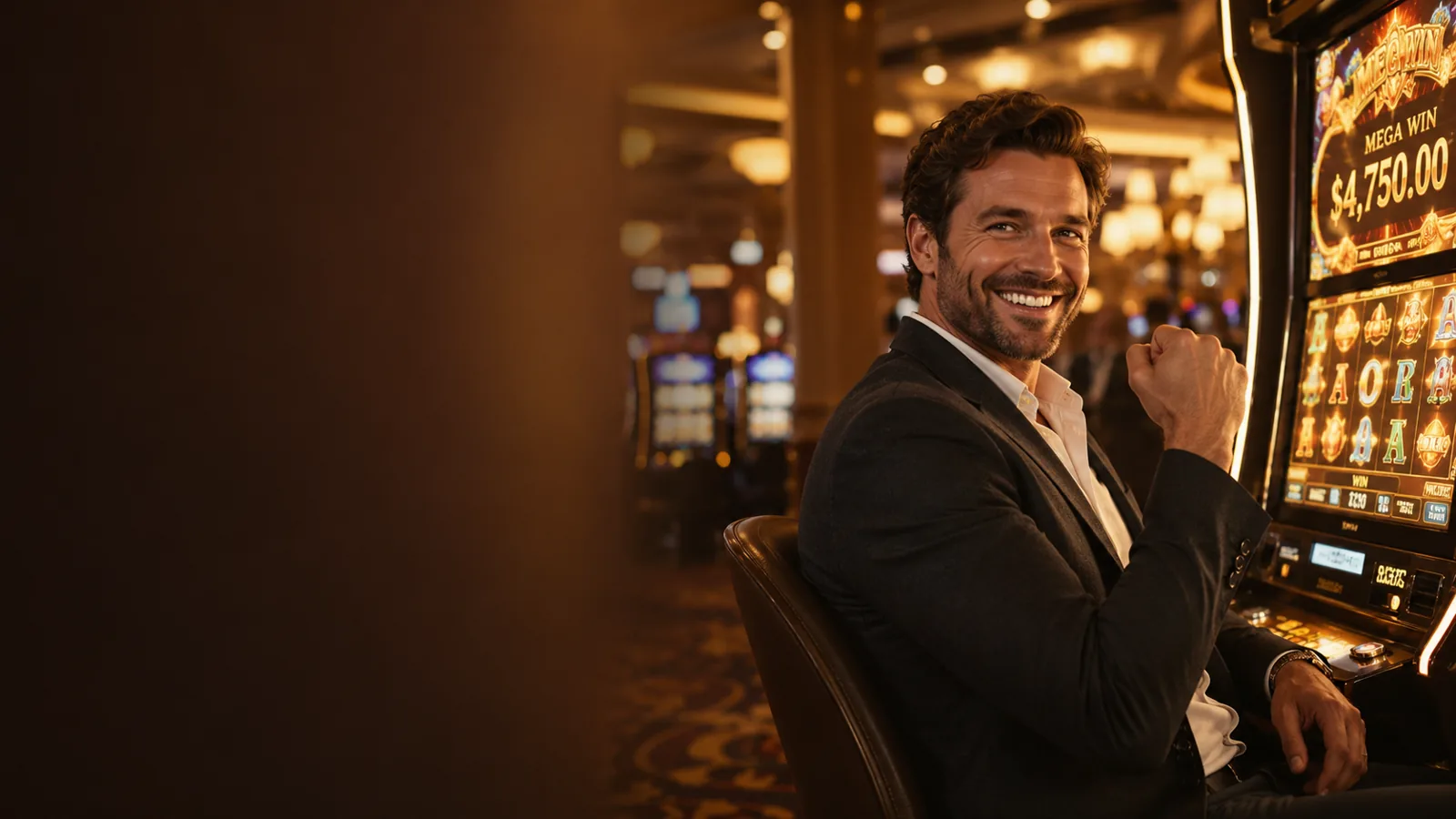 A player celebrating a win at an online pokie machine in Australia